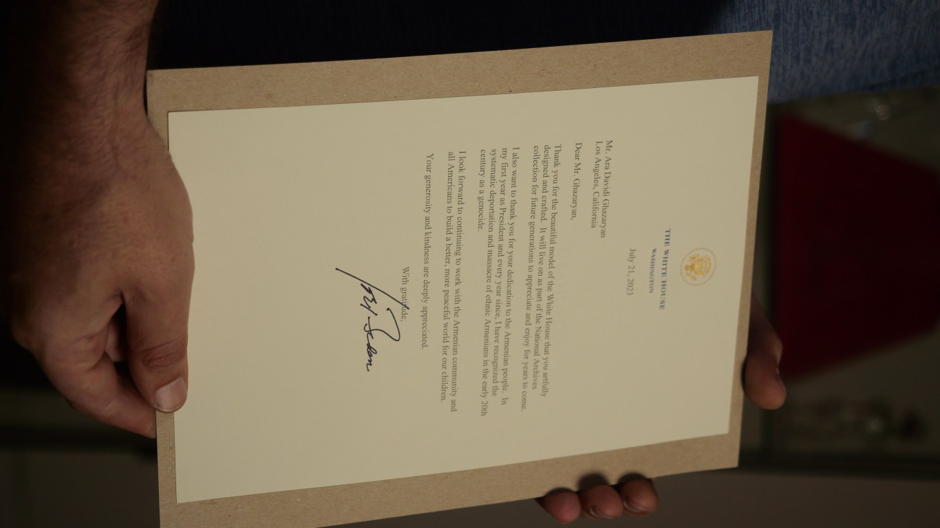 Letter from Joe Biden to Ara Davidi Ghazaryan